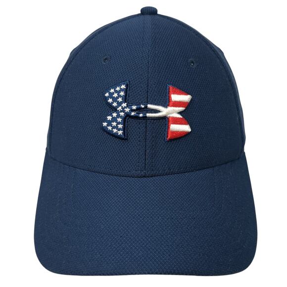 Under Armour Fitted Baseball Cap Blue Medium Classic Fit Embroidered Patriotic - Picture 1 of 9